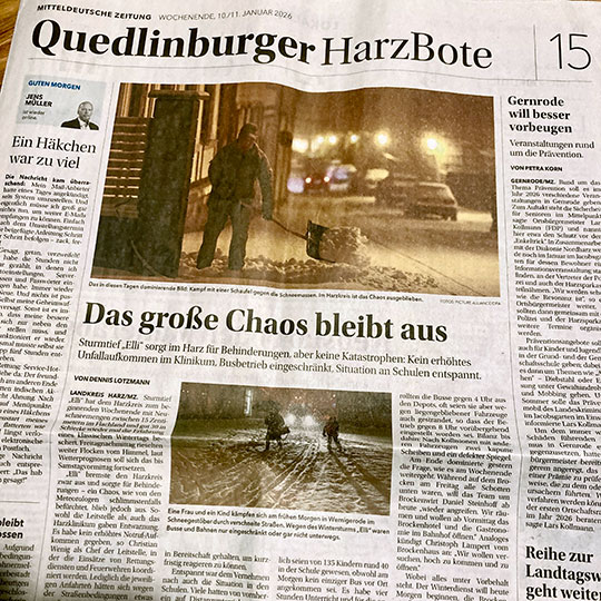 Endlich Schnee und Skifahren – abends im Zwölfmorgental in Wernigerode